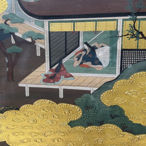  - Le Dit du Genji, Paravent à six feuilles - Japon 19e siècle
