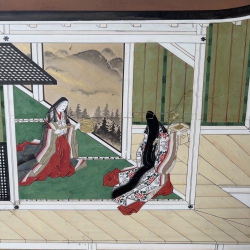 Folding Screen The Tale of Genji, Japan Edo Period Early 19th Century - 