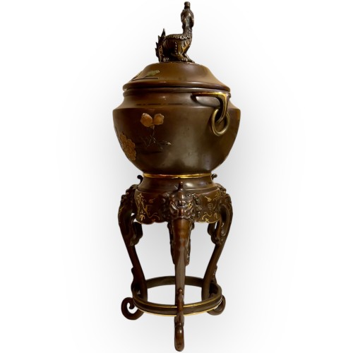 Brûle parfum en bronze et incrustations, Japon époque Meiji vers 1880. - Arts d