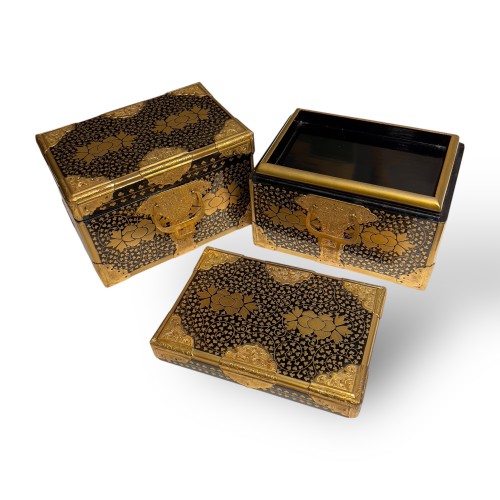  - Pair of Small Japanese Black and Gold Lacquer Chests, Japan 19th Century