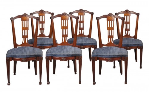 A set of six Louis Seize dining chairs