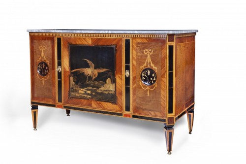 Louis XVI commode with Japanese Lacquer panels and marble top - 