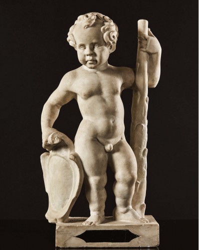 Hercule enfant tenant un blason - Italie du Nord XVIIe siècle - Dei Bardi Art