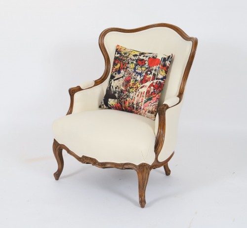 Natural wood Bergere armchair - 