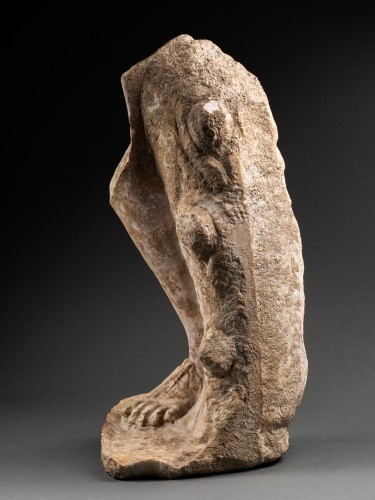 Ancient Art  - Ancient Roman Leg with Sandal and a Tree Trunk