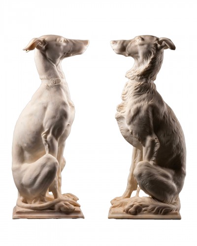 Pair of Seated Greyhounds