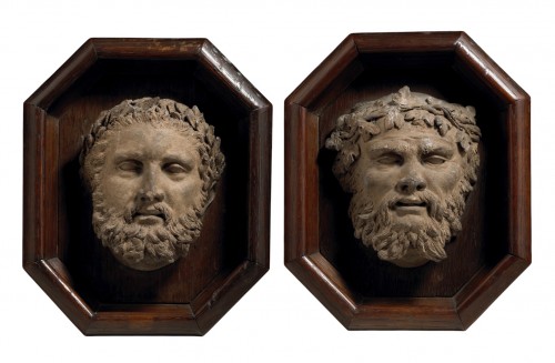 Pair of Terracotta Bacchic heads - Christophe Fratin (1801-1864)