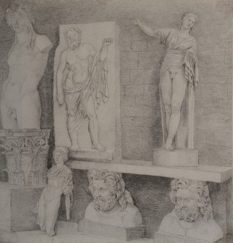 Décor avec sculpture classique - École française, vers 1800  d’après l’Antique