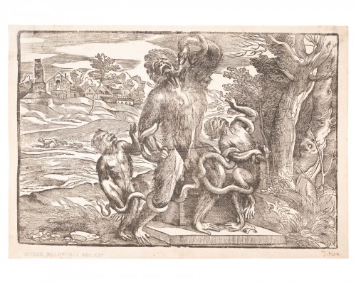 Caricature du Laocoon, Niccolò Boldrini (v. 1500 – après 1566), graveur