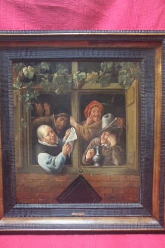 Tableaux et dessins Tableaux XIXe siècle - Rhétoriciens à la fenêtre, école hollandaise du XIXe siècle d'après Jan Steen