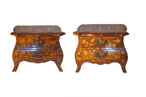 Paire de commodes de maîtise hollandaises en marqueterie, XIXe siècle