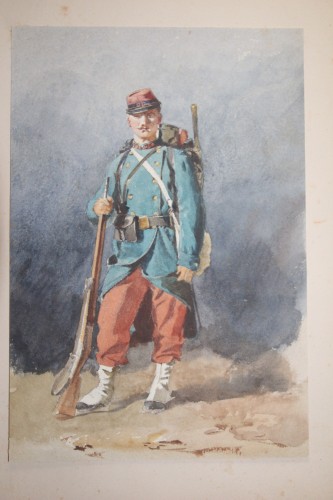 Revue Militaire, suite de neuf aquarelles - Charles-Dominique Lahalle (1834-1909) - Napoléon III