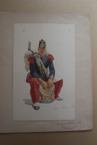 Antiquités - Revue Militaire, suite de neuf aquarelles - Charles-Dominique Lahalle (1834-1909)