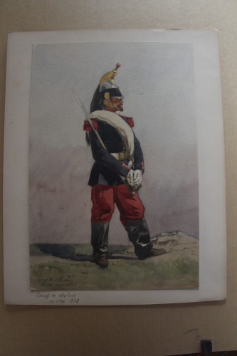 Antiquités - Revue Militaire, suite de neuf aquarelles - Charles-Dominique Lahalle (1834-1909)