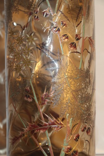 XIXe siècle - Emile GALLE (1846-1904), Important vase en verre transparent fumé, circa 1884