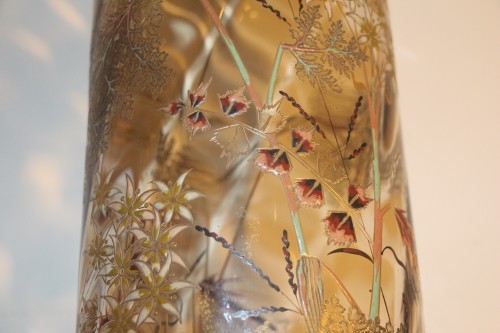 Art nouveau - Emile GALLE (1846-1904), Important vase en verre transparent fumé, circa 1884