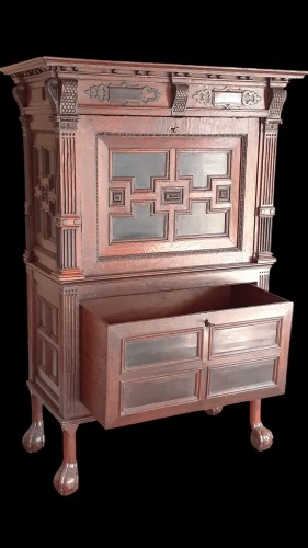 A &quot;secretaire&quot; in oak and black wood XVII &amp; XIX th centuries - Furniture Style 