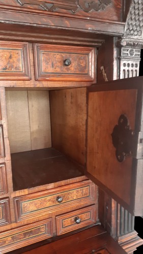 Furniture  - A &quot;secretaire&quot; in oak and black wood XVII &amp; XIX th centuries