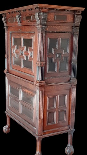 A &quot;secretaire&quot; in oak and black wood XVII &amp; XIX th centuries - 