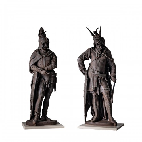 Héros du Chant des Nibelungen, statues en fonte, fin du XIXe siècle