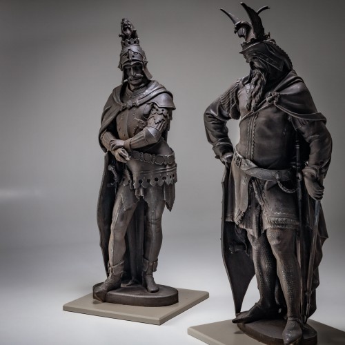 Héros du Chant des Nibelungen, statues en fonte, fin du XIXe siècle - 