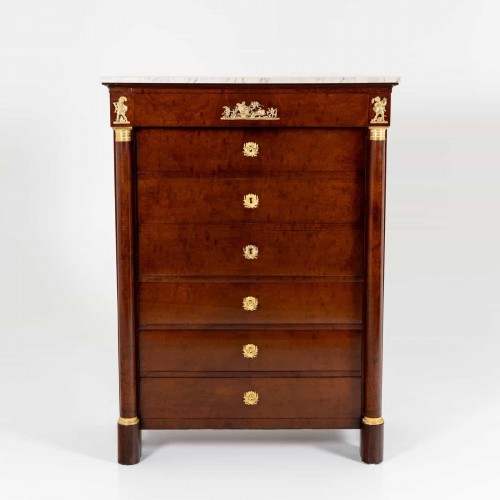 Secrétaire en placage de racine de thuya, probablement français, vers 1830 - Mobilier Style 