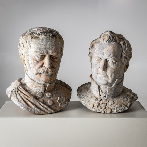 Terracotta Busts of Count von Gneisenau and von Blücher, sig. Louis Weiss,  - Sculpture Style 