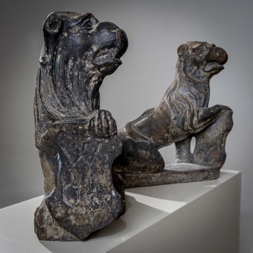 Pair of Stone Lions, dated 1701 - 