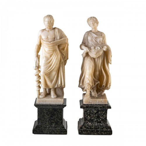 Pair of white Alabaster Sculptures, 2nd Half 19th Century