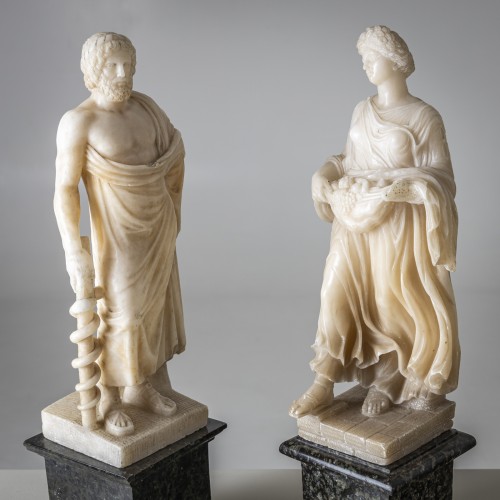 Pair of white Alabaster Sculptures, 2nd Half 19th Century - 