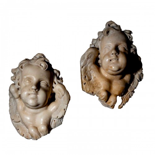 Baroque Marble Angel Heads, Italy Mid-18th Century