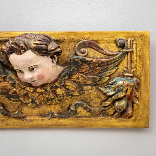 18th century - Baroque Supraport with winged Putti, 18th Century