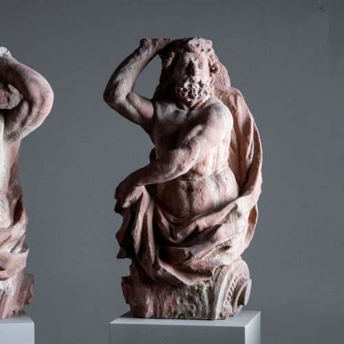 Sculpture  - Pair of Sandstone Atlases, Frankfurt circa 1720-1748