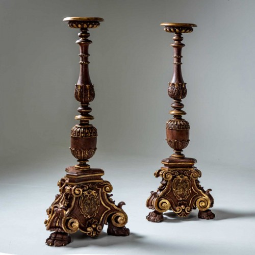 Antiquités - Early Baroque Altar Candlesticks, Florence dated 1627