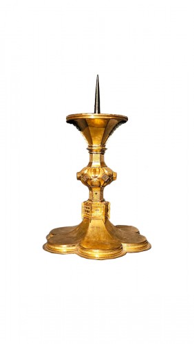 Bougeoir en cuivre doré, XVe siècle