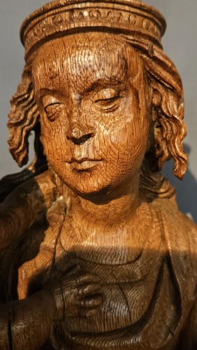 Marie avec l'enfant Jésus - Sculpture Style Moyen Âge