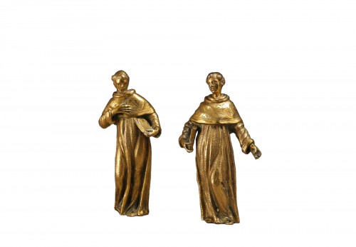 Renaissance, baroque, gilt bronze figures of two saint