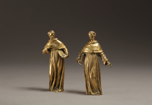 Renaissance, baroque, gilt bronze figures of two saint - Sculpture Style 
