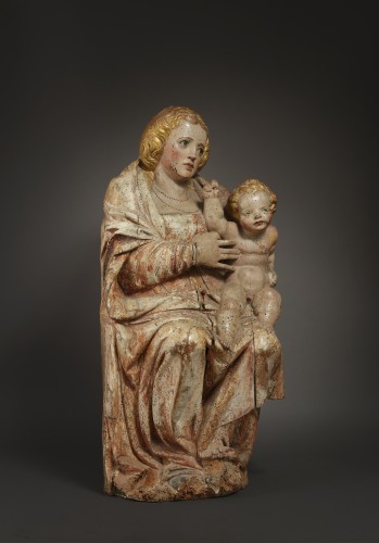 Vierge à l'Enfant, Espagne Renaissance - Sculpture Style 