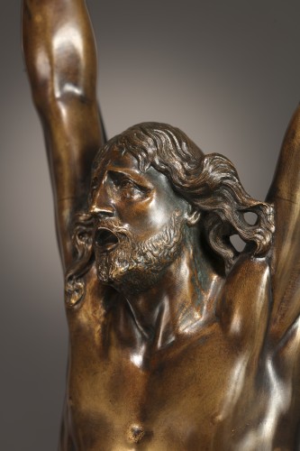 Religious Antiques  - 17th century Flemish Baroque bronze Christ