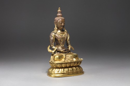 Asian Works of Art  - Gilded Bronze Figure of Buddha Amitayus