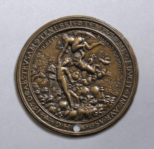 Renaissance Bronze Plaquette : Truth, Daughter of Time - Curiosities Style 