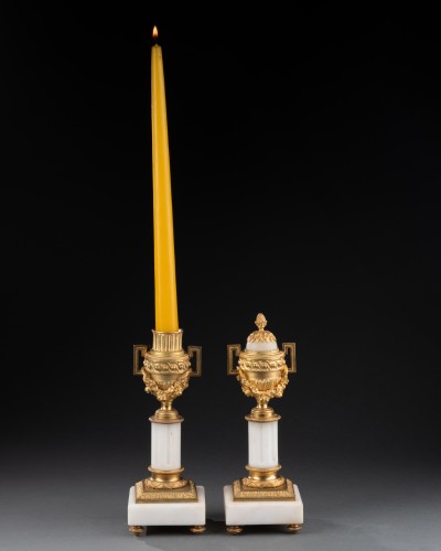 Bougeoir en marbre blanc et bronze doré - Objet de décoration Style Napoléon III