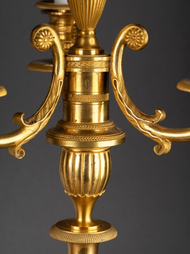 Luminaires Bougeoirs et Chandeliers - Paire de candélabres d'époque Louis XVI en bronze doré