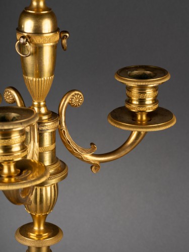 Louis XVI - Paire de candélabres d'époque Louis XVI en bronze doré