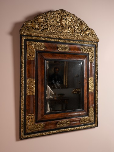 Louis XIV - Miroir du XVIIe siècle en ronce de noyer