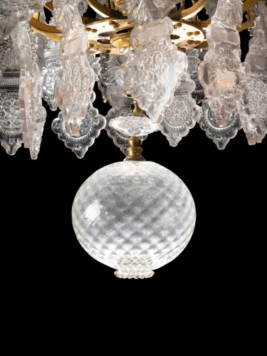 Lustre en laiton doré et verre du début XIXe - Luminaires Style 