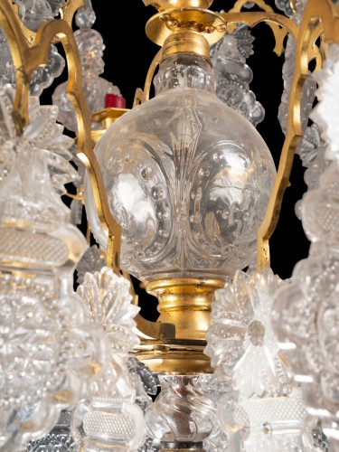 Luminaires Lustre - Lustre en laiton doré et verre du début XIXe