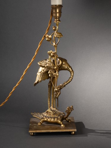 Paire de lampe en bronze et abat-jour en soie - Étienne de Roissart