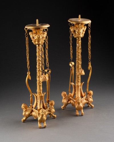 18th century - Pair of Directoire candlesticks